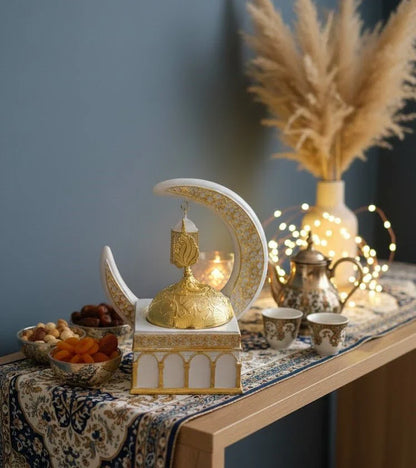 Islamic Crescent Moon & Lantern Decorative Showpiece مجسم الهلال والفانوس الإسلامي