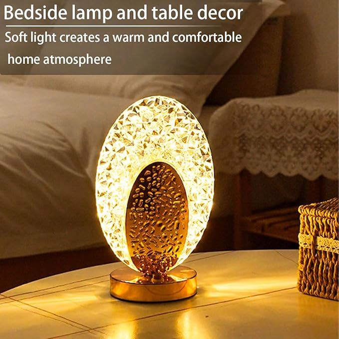 Oval Crystal LED Table Lamp مصباح طاولة LED كريستالي بيضاوي